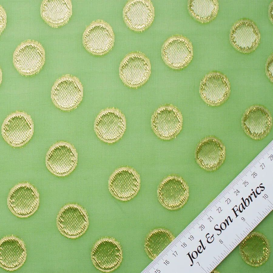 Apple Green & Metallic Spot Silk Georgette