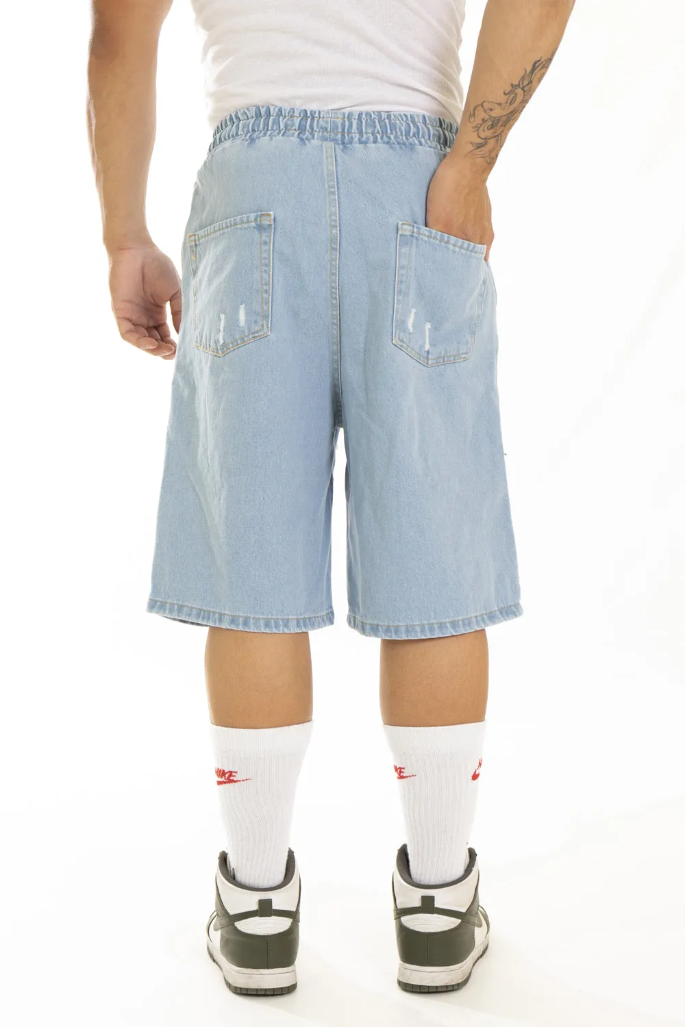 Bermuda jeans Uomo Vita Jogger con stampa Smile Art. Bm91