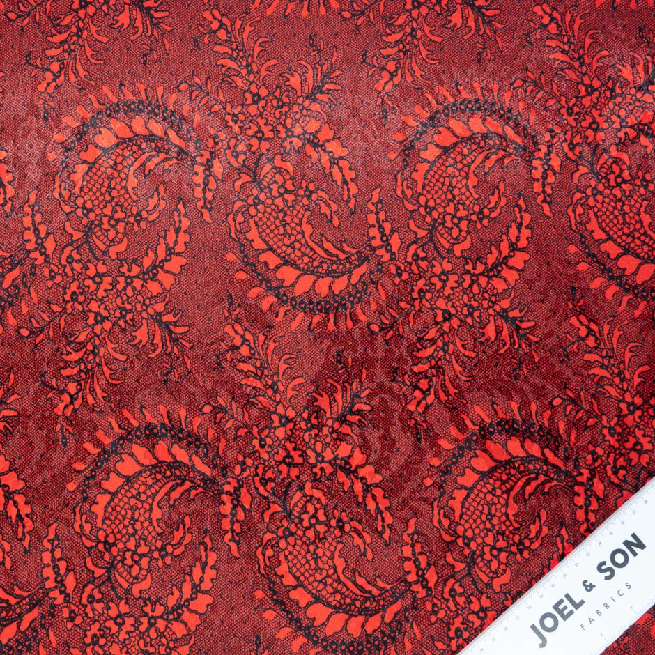 Black Lace Printed Red Silk Jacquard