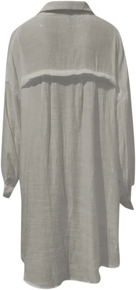 Ceboyel Women Oversized Cotton Linen Shirts Long Sleeve Button Down Blouses Casual Loose Gauze Top Work Summer Beach Outfits