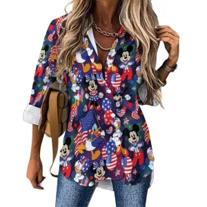 Disney America Long Sleeve Button Up Blouse
