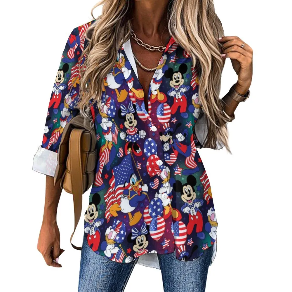 Disney America Long Sleeve Button Up Blouse