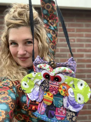 Handmade owl bag - made from recycle cotton