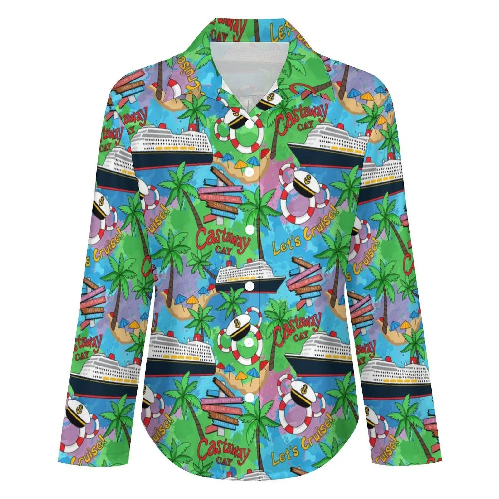 Let's Cruise Long Sleeve Button Up Blouse