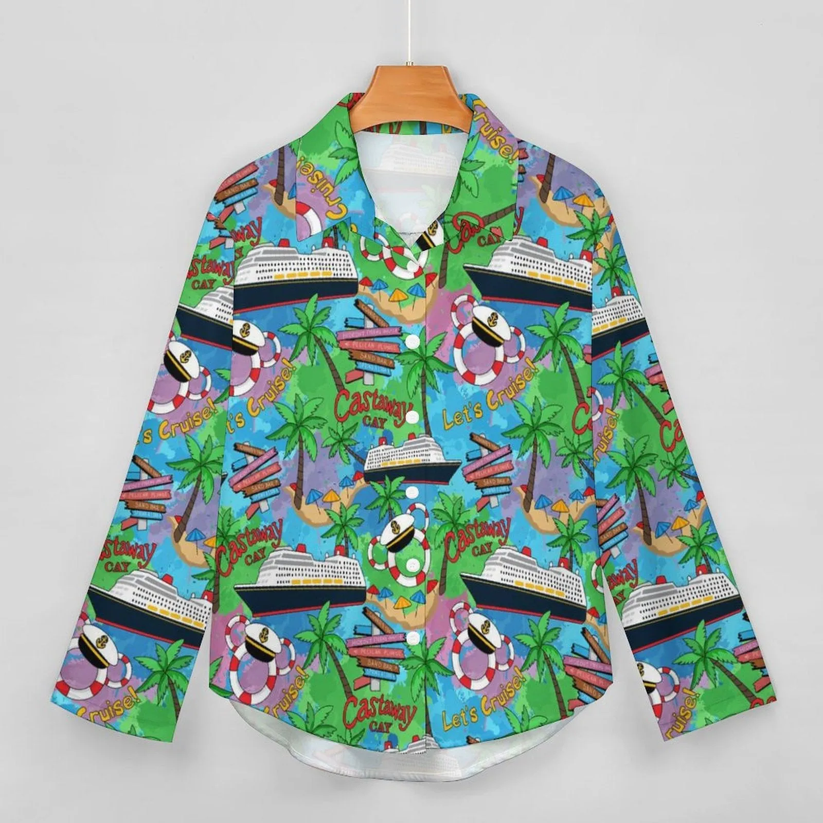 Let's Cruise Long Sleeve Button Up Blouse