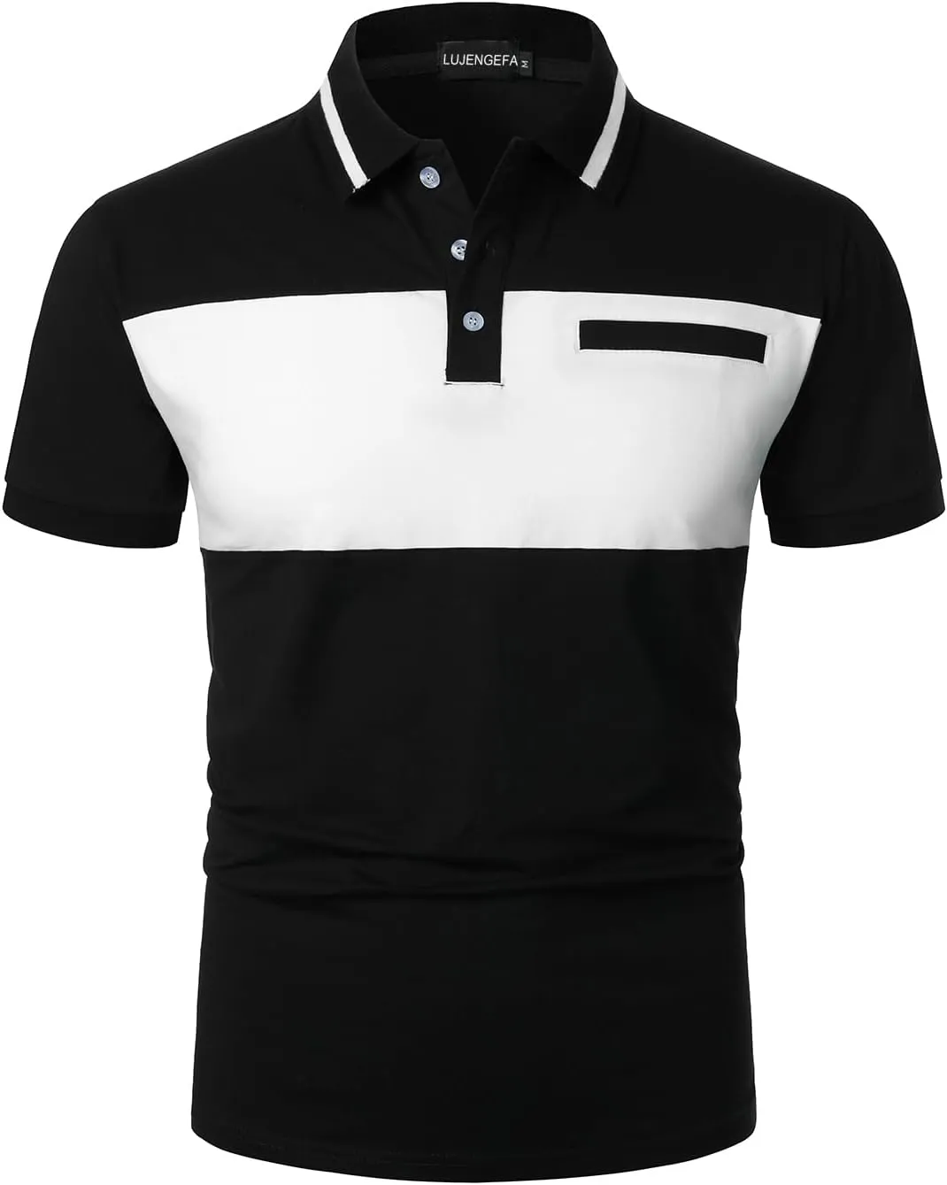 Mens Polo Shirts Short/Long Sleeve Casual Color Block Golf Polo T Shirt Stylish Contrast Collar Cotton Tops for Men