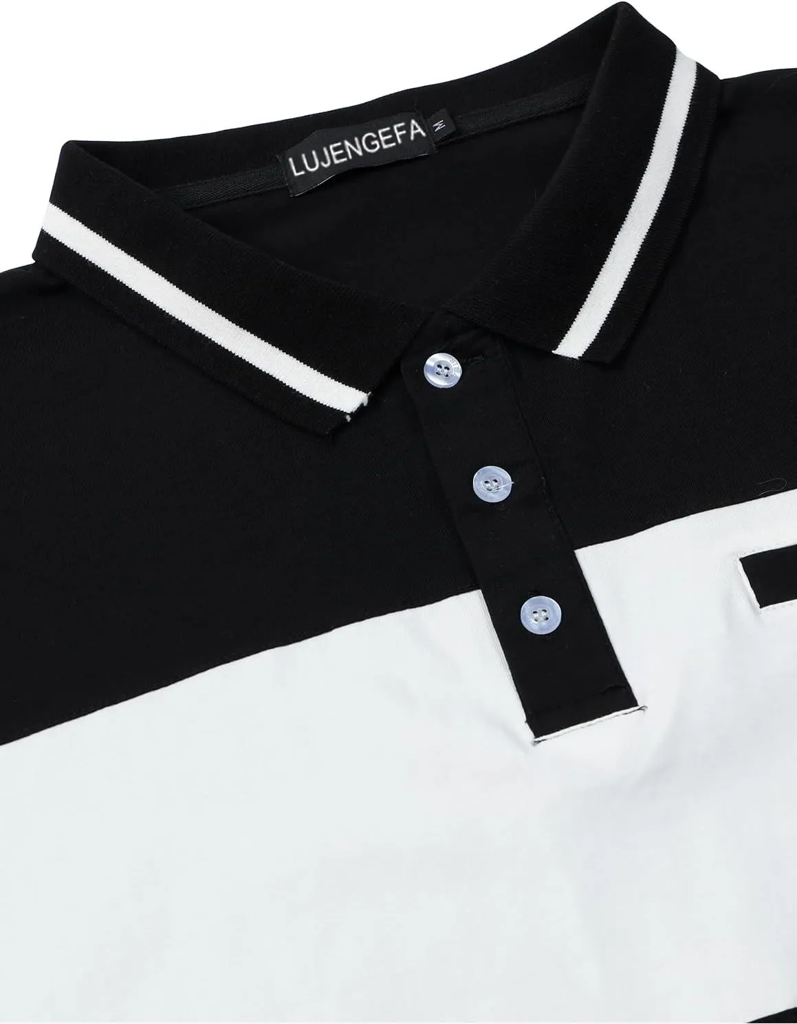 Mens Polo Shirts Short/Long Sleeve Casual Color Block Golf Polo T Shirt Stylish Contrast Collar Cotton Tops for Men