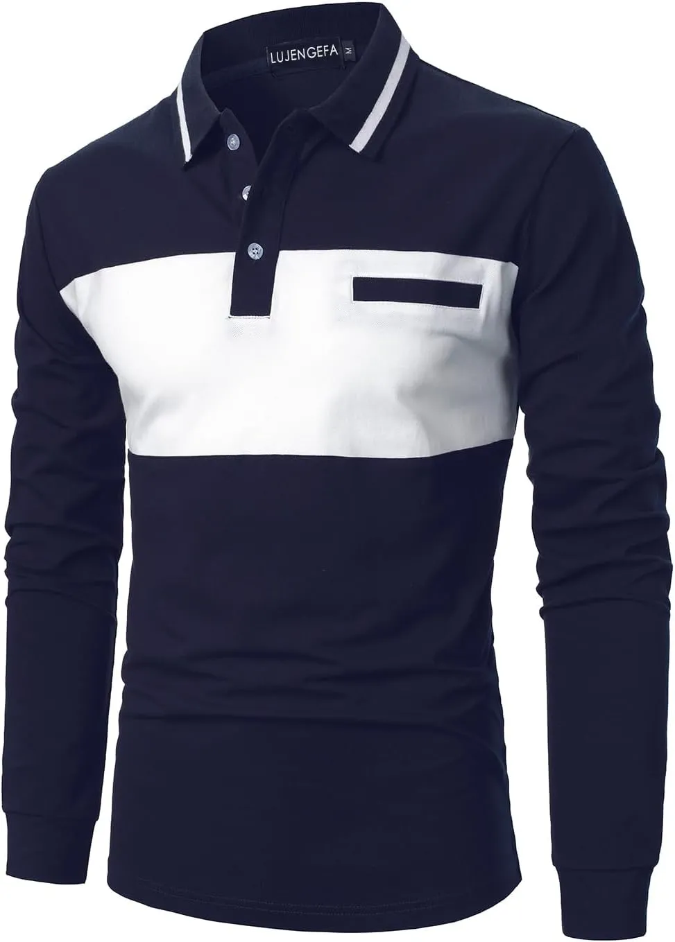 Mens Polo Shirts Short/Long Sleeve Casual Color Block Golf Polo T Shirt Stylish Contrast Collar Cotton Tops for Men