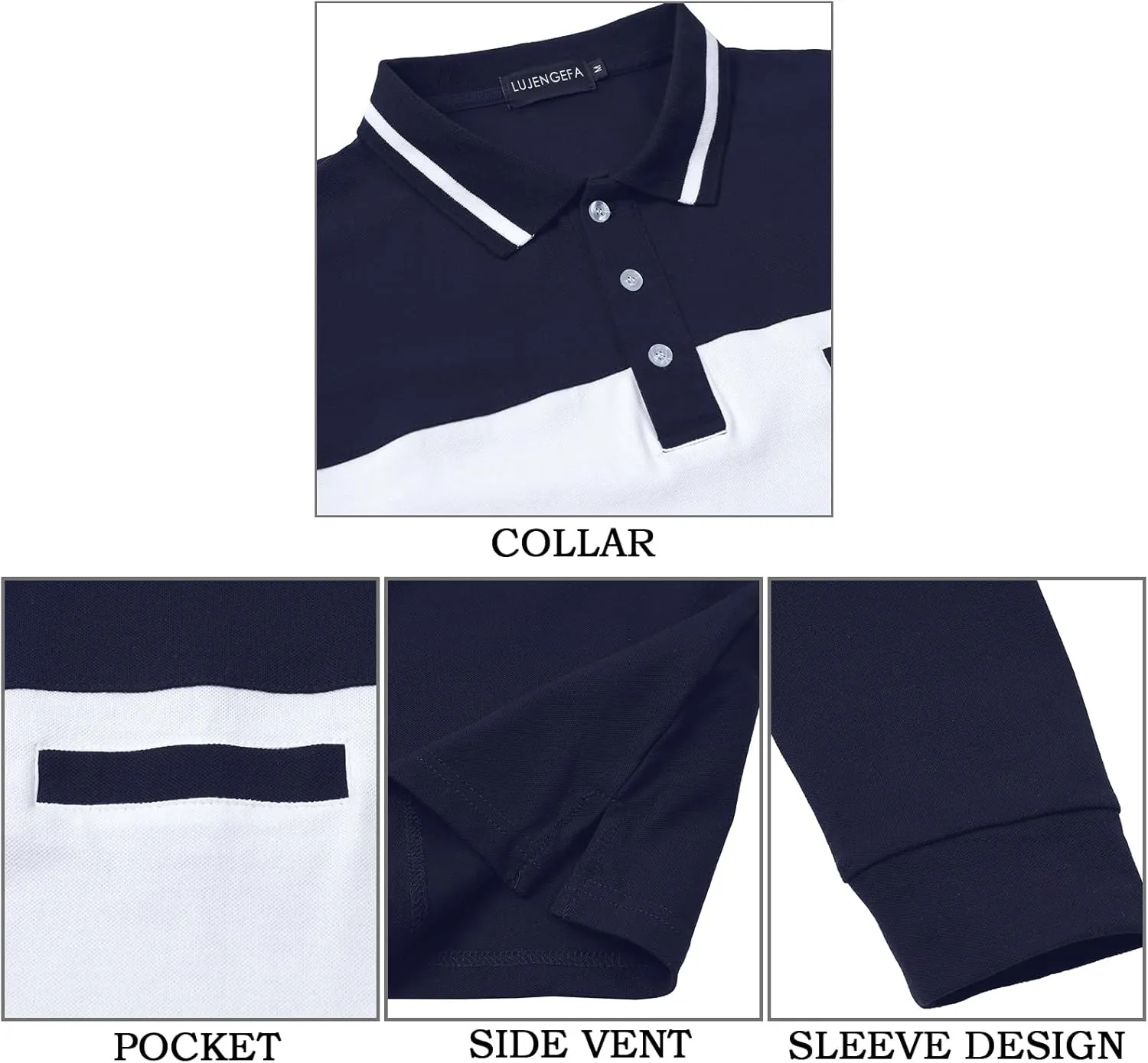 Mens Polo Shirts Short/Long Sleeve Casual Color Block Golf Polo T Shirt Stylish Contrast Collar Cotton Tops for Men