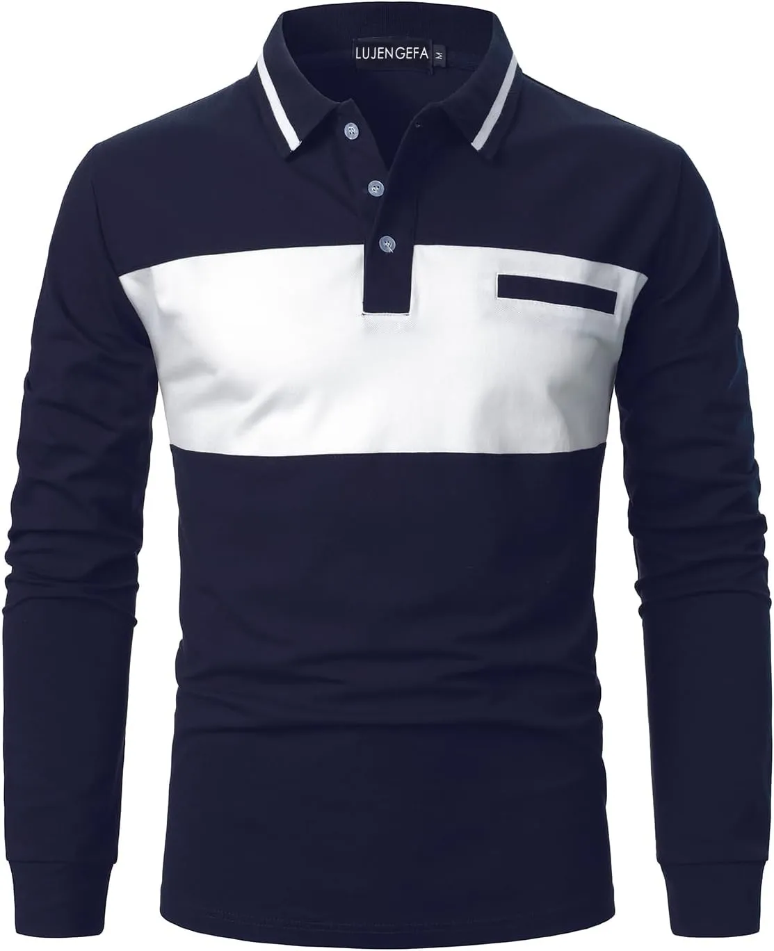 Mens Polo Shirts Short/Long Sleeve Casual Color Block Golf Polo T Shirt Stylish Contrast Collar Cotton Tops for Men