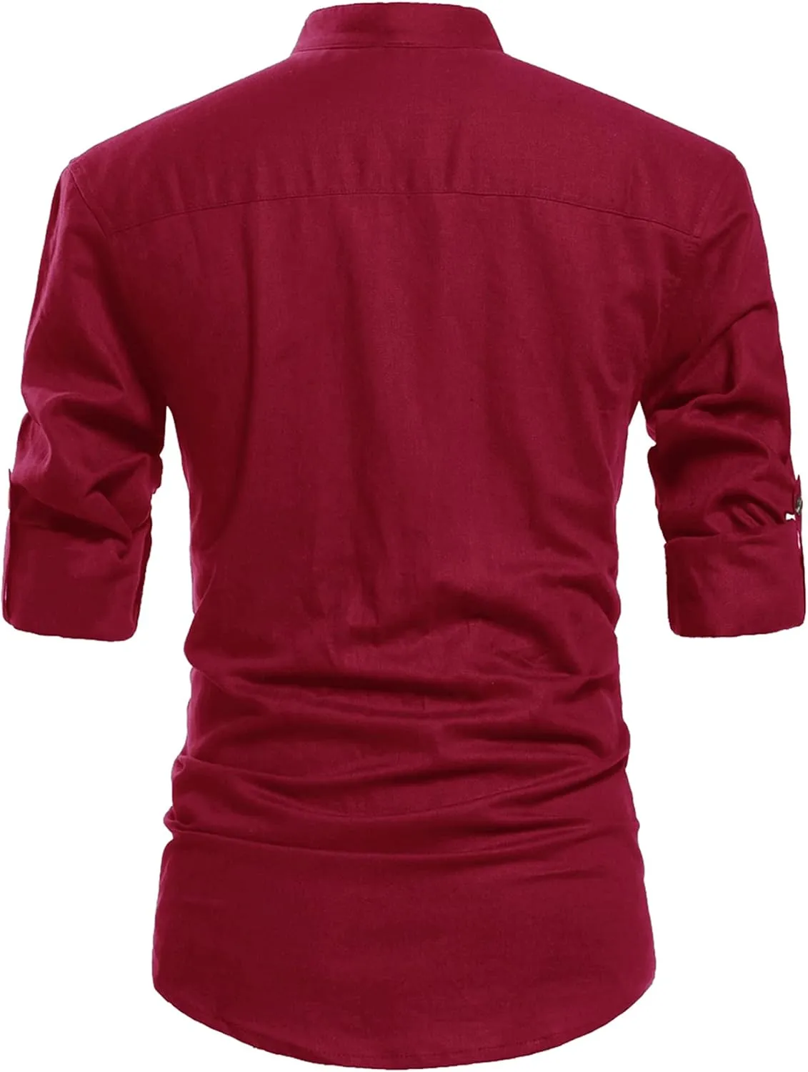 NITAGUT Men Henley Neck Long Sleeve Daily Look Linen Shirts