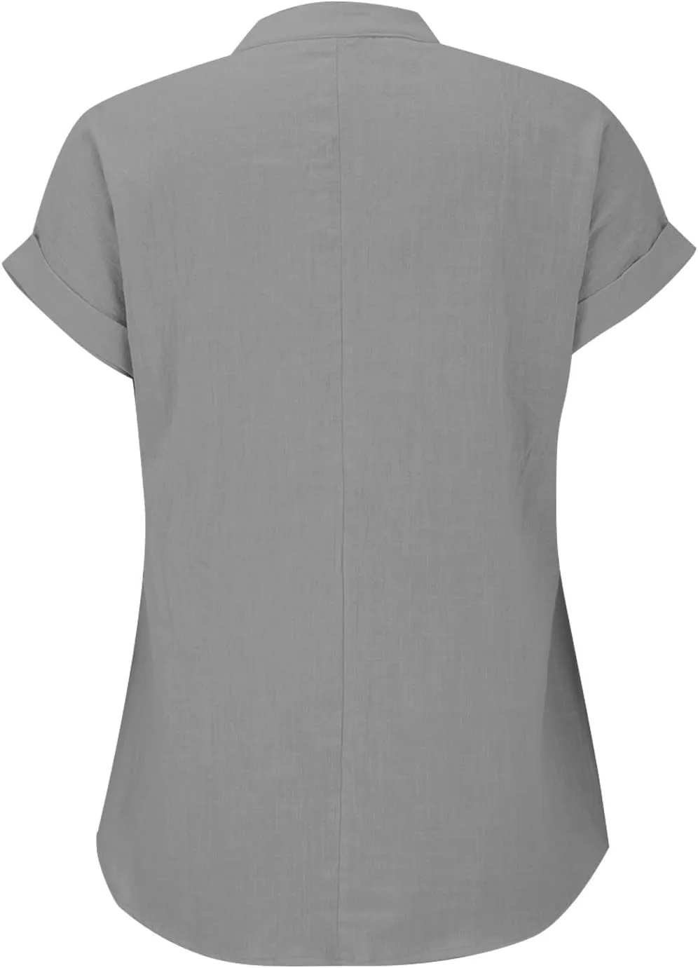 Women's Linen Oversized Blouses Short Sleeve Top T Shirt Button 3/4 Sleeve V Neck Linen Blouse Top